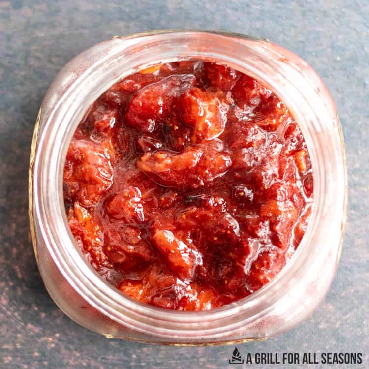 smoked strawberry jam in jar