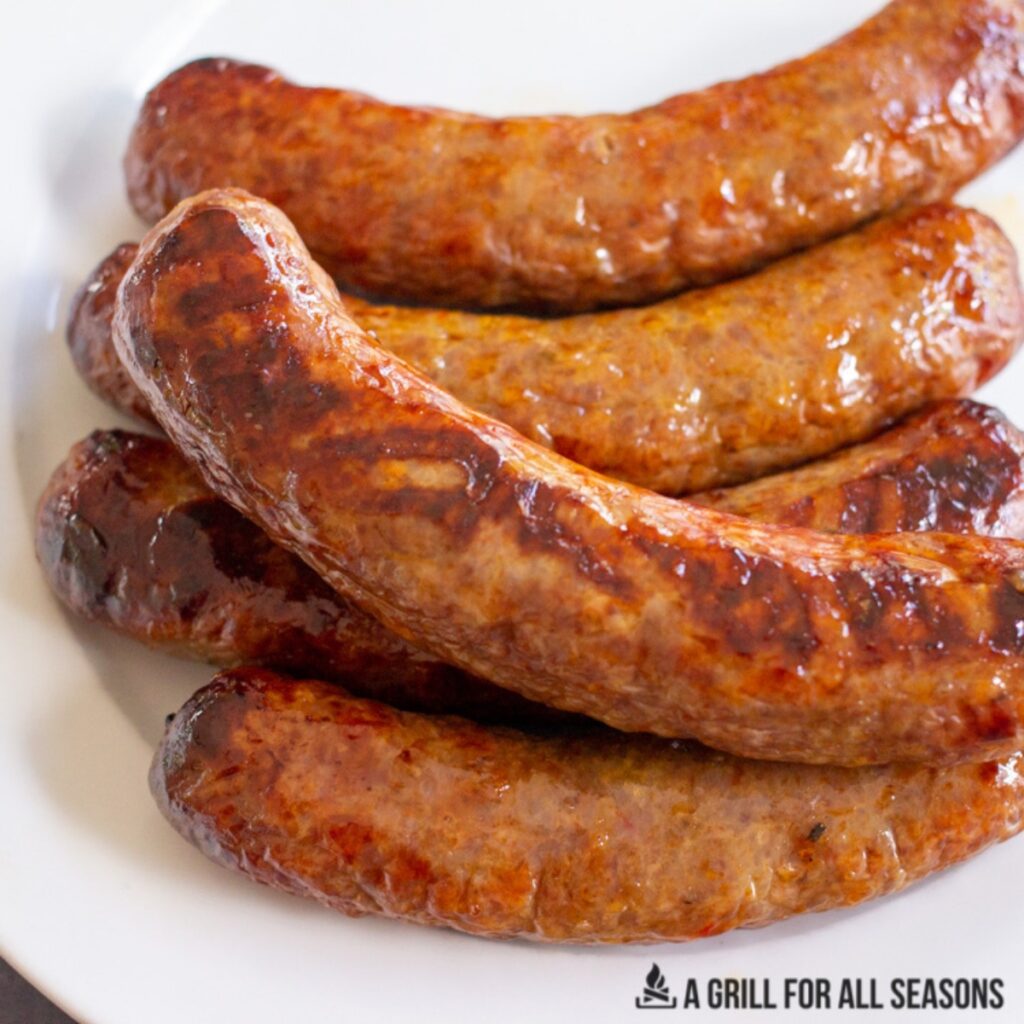close up of air fryer sausage