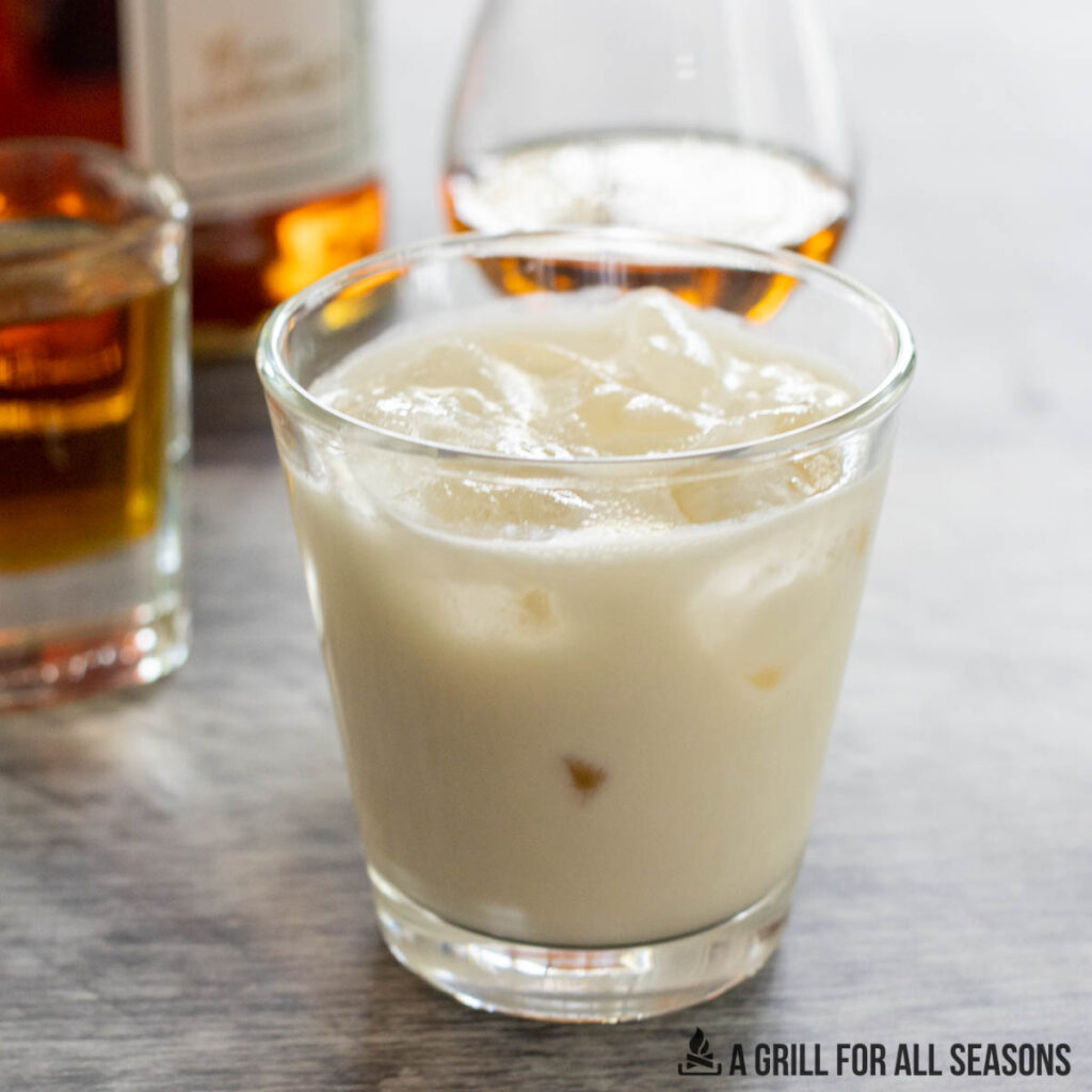 glass of bourbon cream recipe over ice