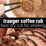 pinterest image for traeger coffee rub recipe