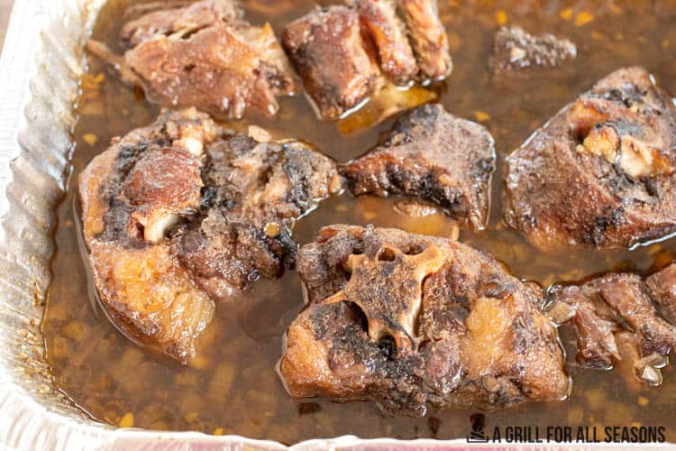 smoked oxtail in pan