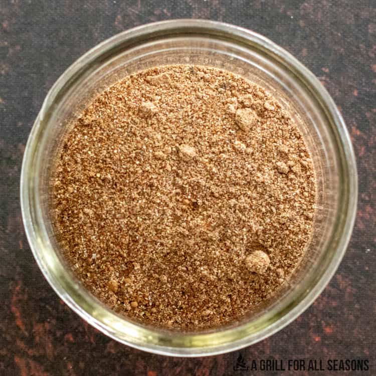 close up of traeger coffee rub recipe in jar