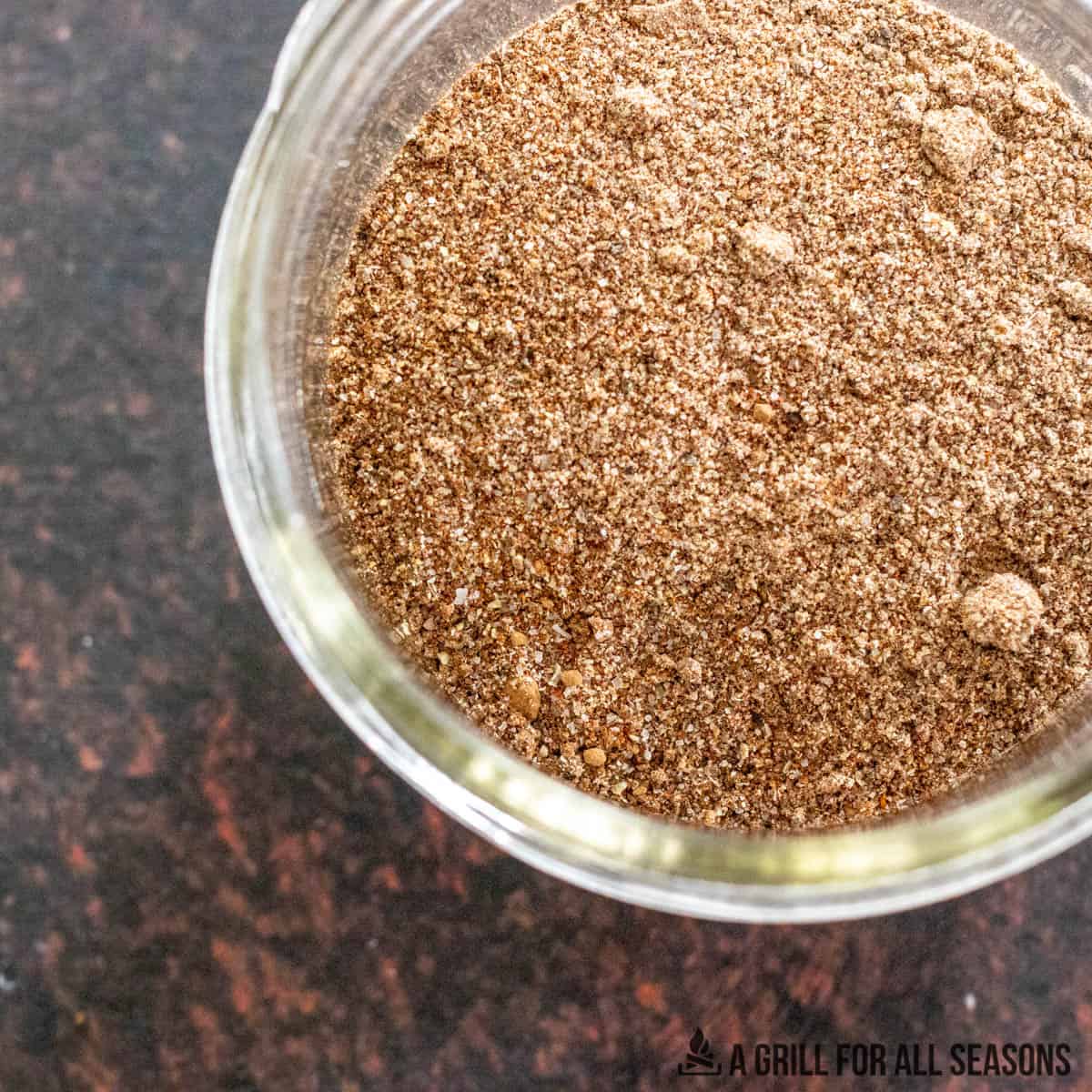 traeger coffee rub recipe close up in a jar from overhead