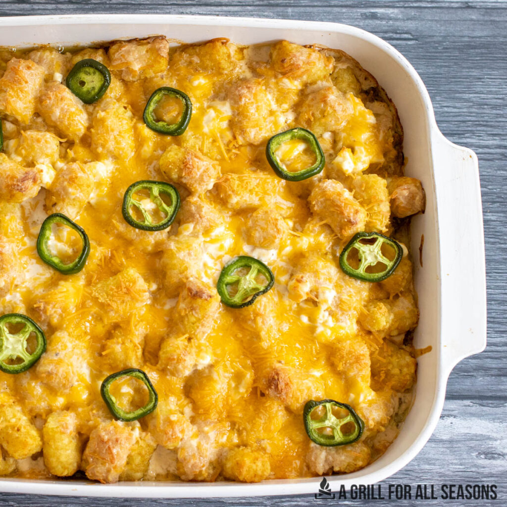 completed jalapeno tater tot casserole