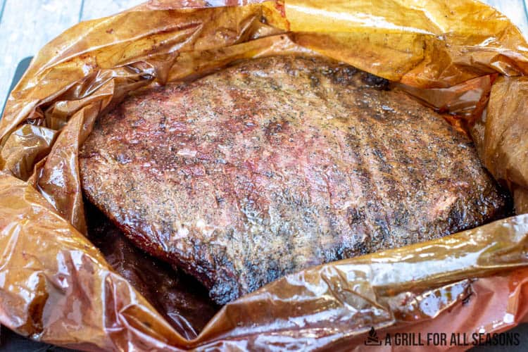 butcher paper opened to show brisket flat
