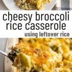 pinterest image for southern broccoli rice casserole recipe