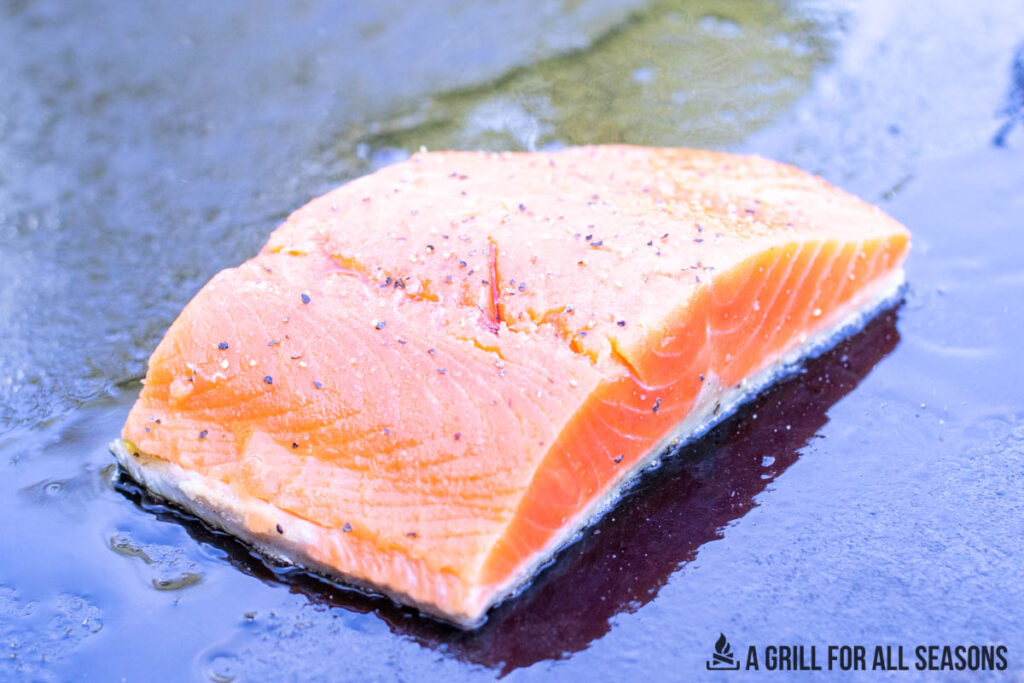 salmon on blackstone griddle cooking