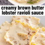 pinterest image for lobster ravioli sauce recipe