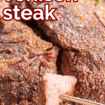 pinterest image for venison steak recipe