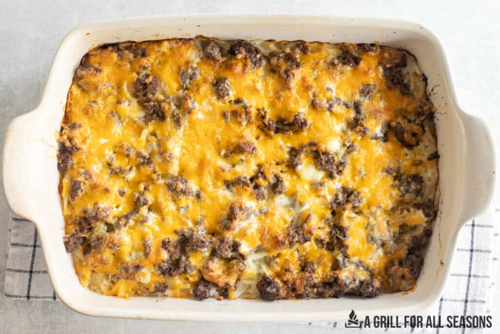 baked casserole from overhead