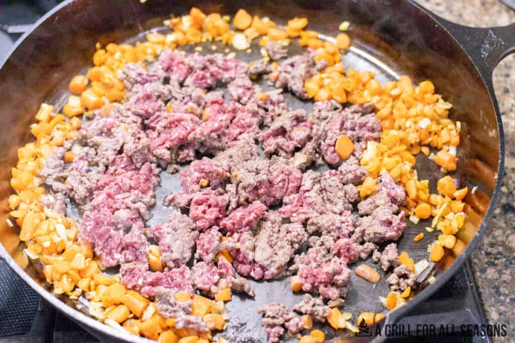 meat added to skillet