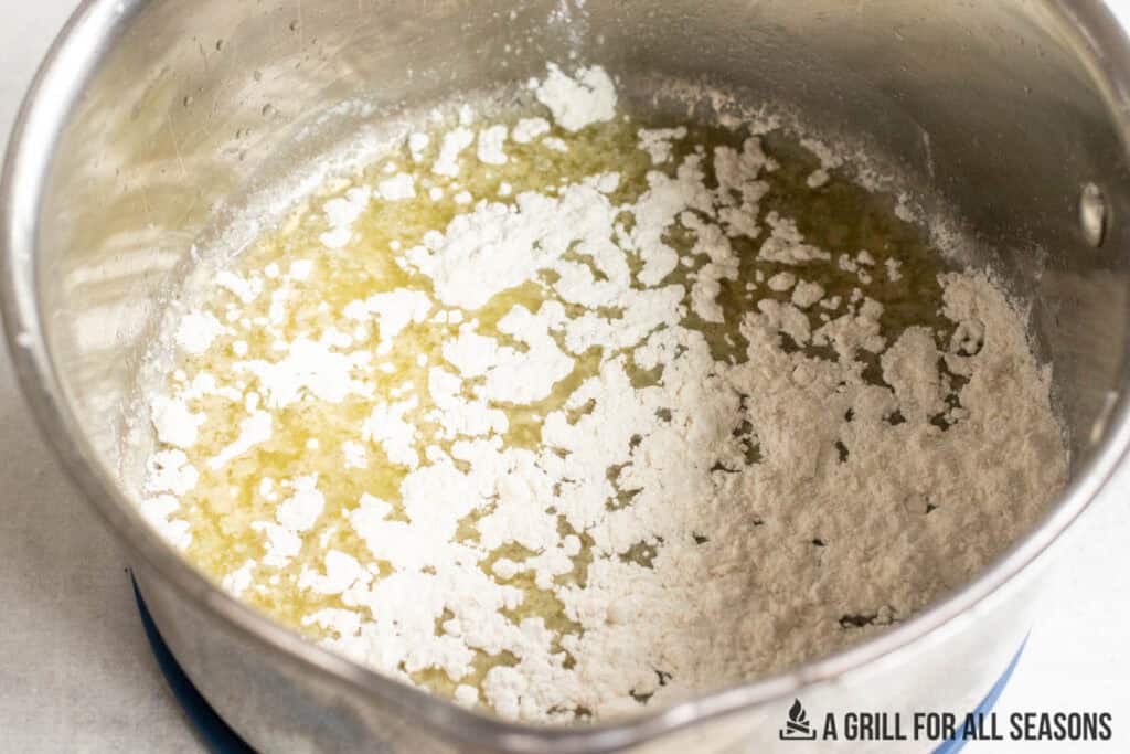 flour and butter in pan