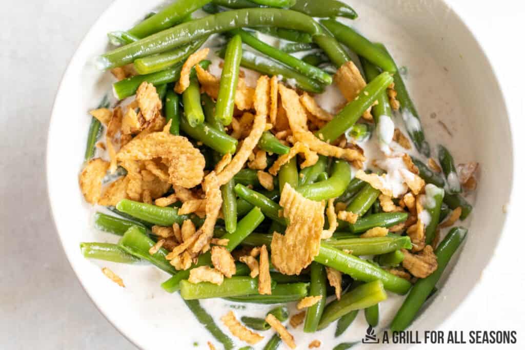 green beans added to sauce