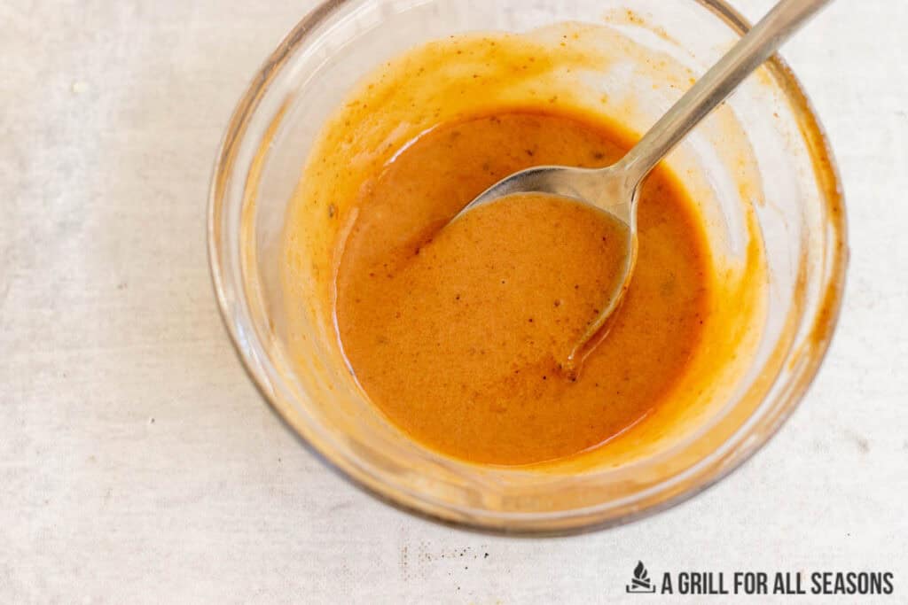 creamy barbecue sauce in small bowl