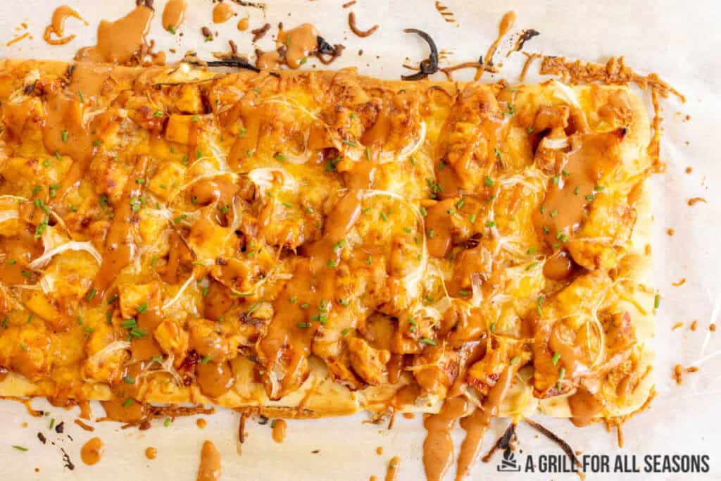 sauce drizzled on top