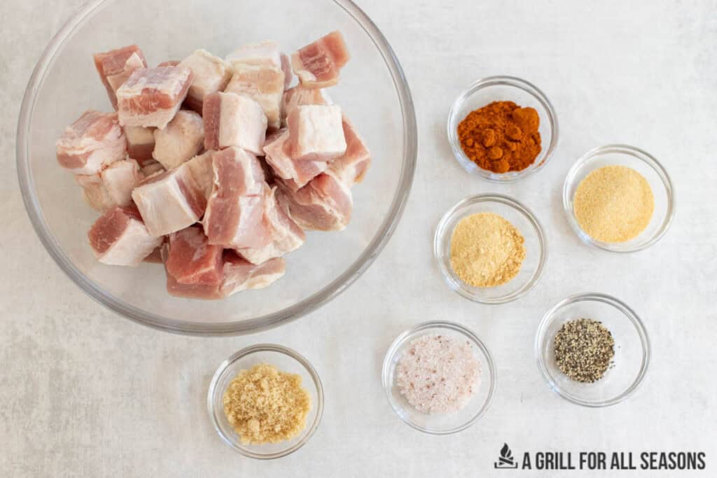 ingredients in bowls