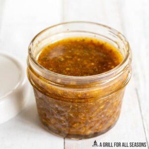 honey mustard marinade in small jar