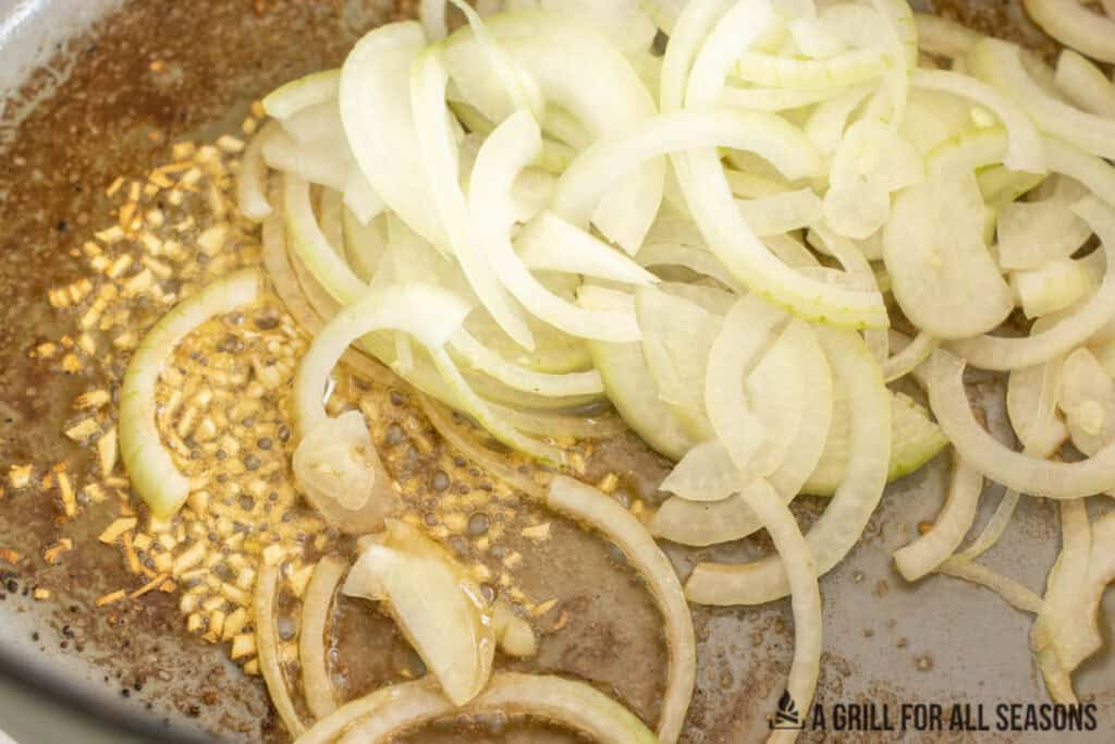 onions and garlic cooking