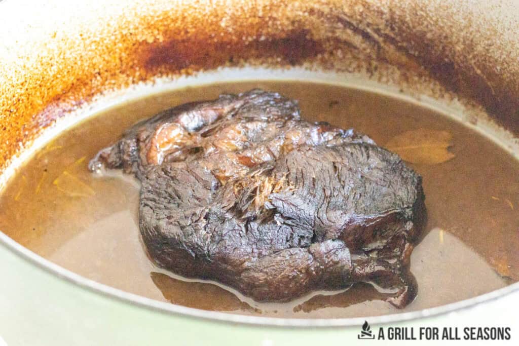 cooked roast in pot