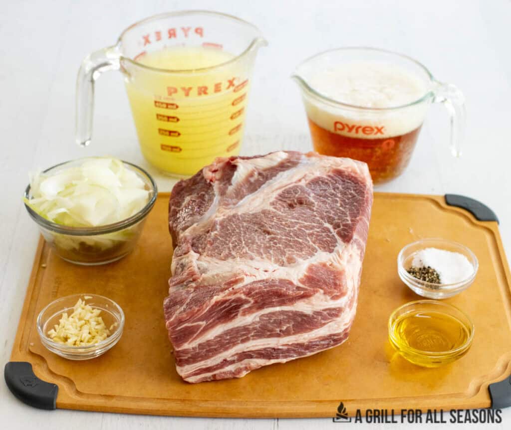 ingredients on cutting board and in measuring cups