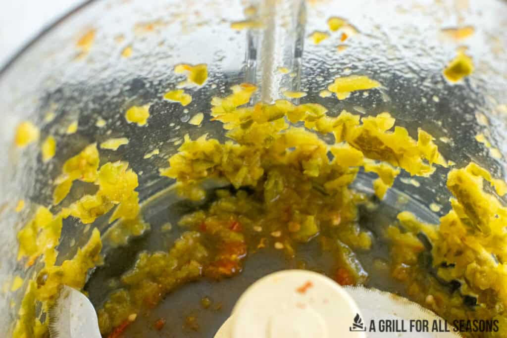 chopped peppers in food processor